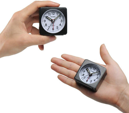 Ultra Small, Battery Travel Alarm Clock with Snooze and Light