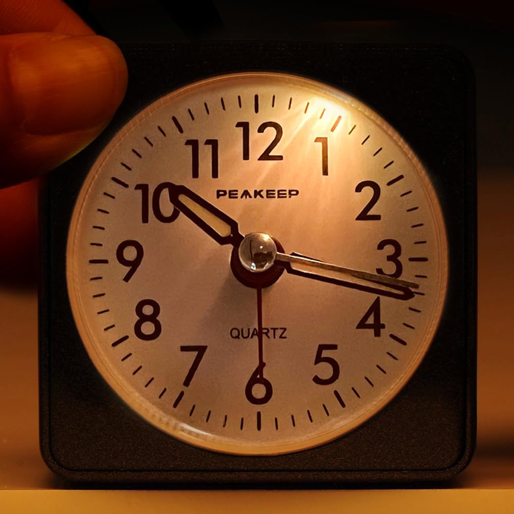 Ultra Small, Battery Travel Alarm Clock with Snooze and Light