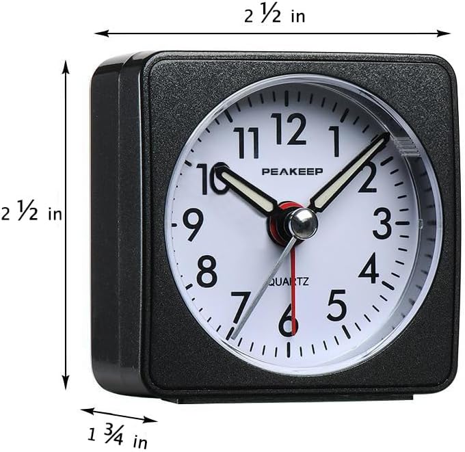 Ultra Small, Battery Travel Alarm Clock with Snooze and Light