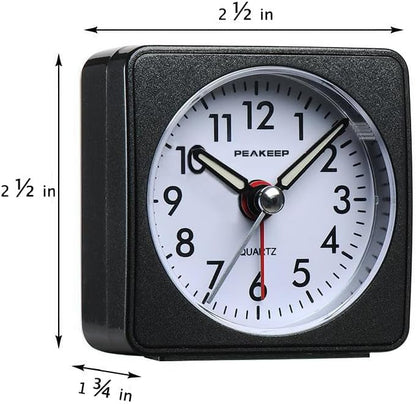 Ultra Small, Battery Travel Alarm Clock with Snooze and Light