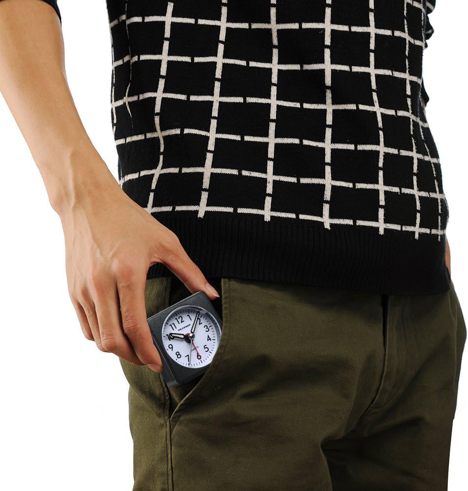 Ultra Small, Battery Travel Alarm Clock with Snooze and Light