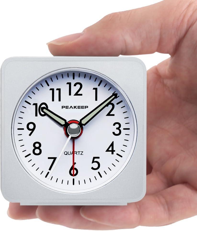 Ultra Small, Battery Travel Alarm Clock with Snooze and Light