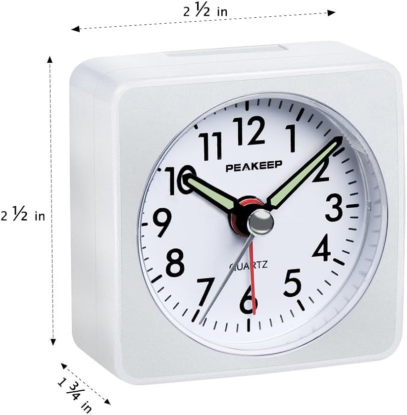 Ultra Small, Battery Travel Alarm Clock with Snooze and Light