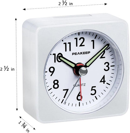Ultra Small, Battery Travel Alarm Clock with Snooze and Light