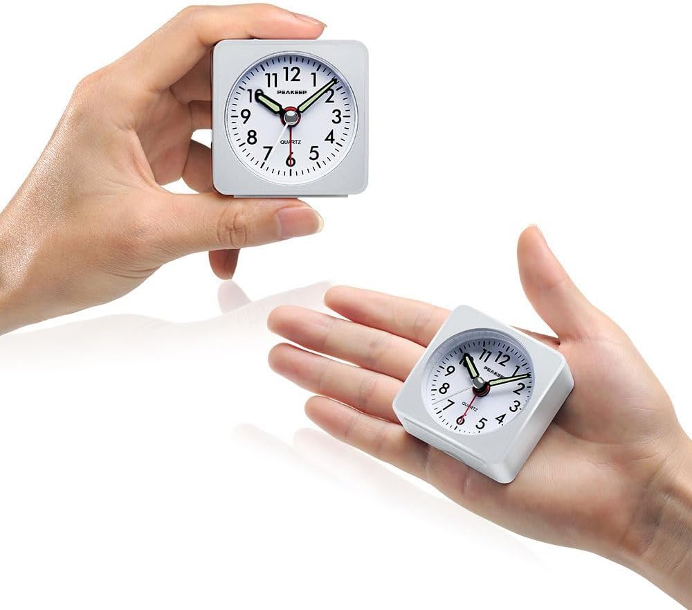 Ultra Small, Battery Travel Alarm Clock with Snooze and Light