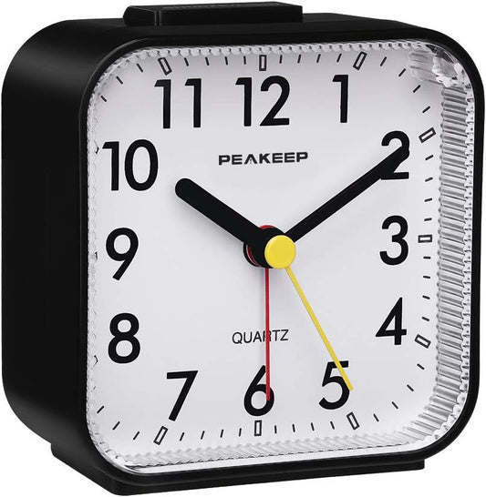 Small Battery Operated Analog Travel Alarm Clock Silent