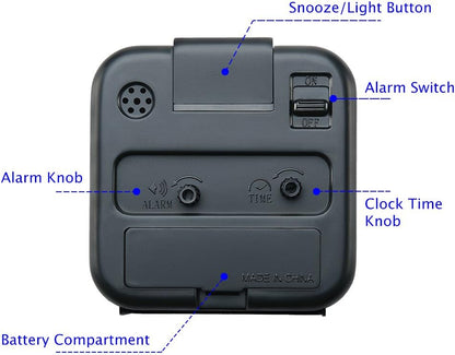 Small Battery Operated Analog Travel Alarm Clock Silent