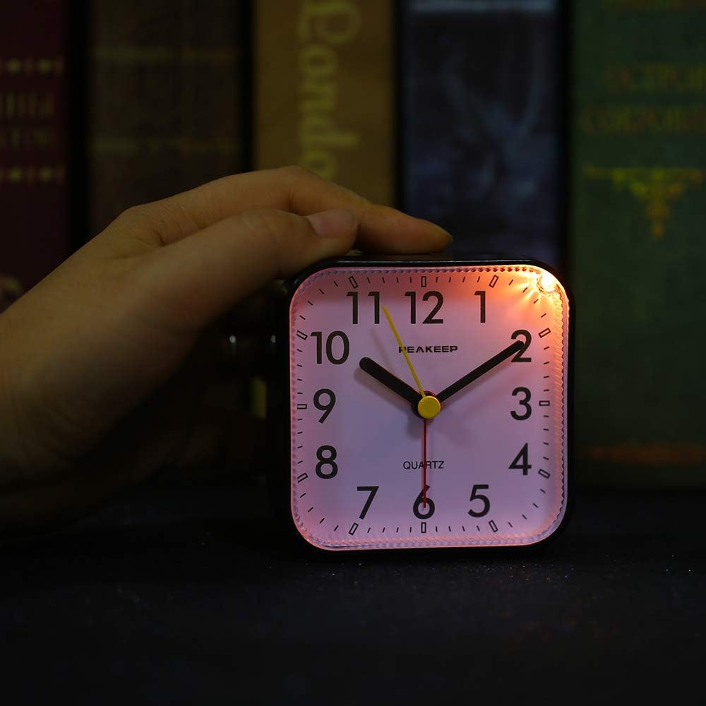 Small Battery Operated Analog Travel Alarm Clock Silent