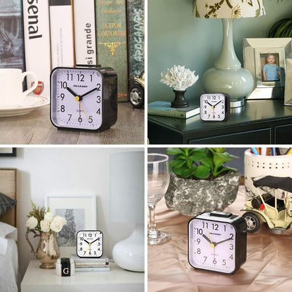 Small Battery Operated Analog Travel Alarm Clock Silent