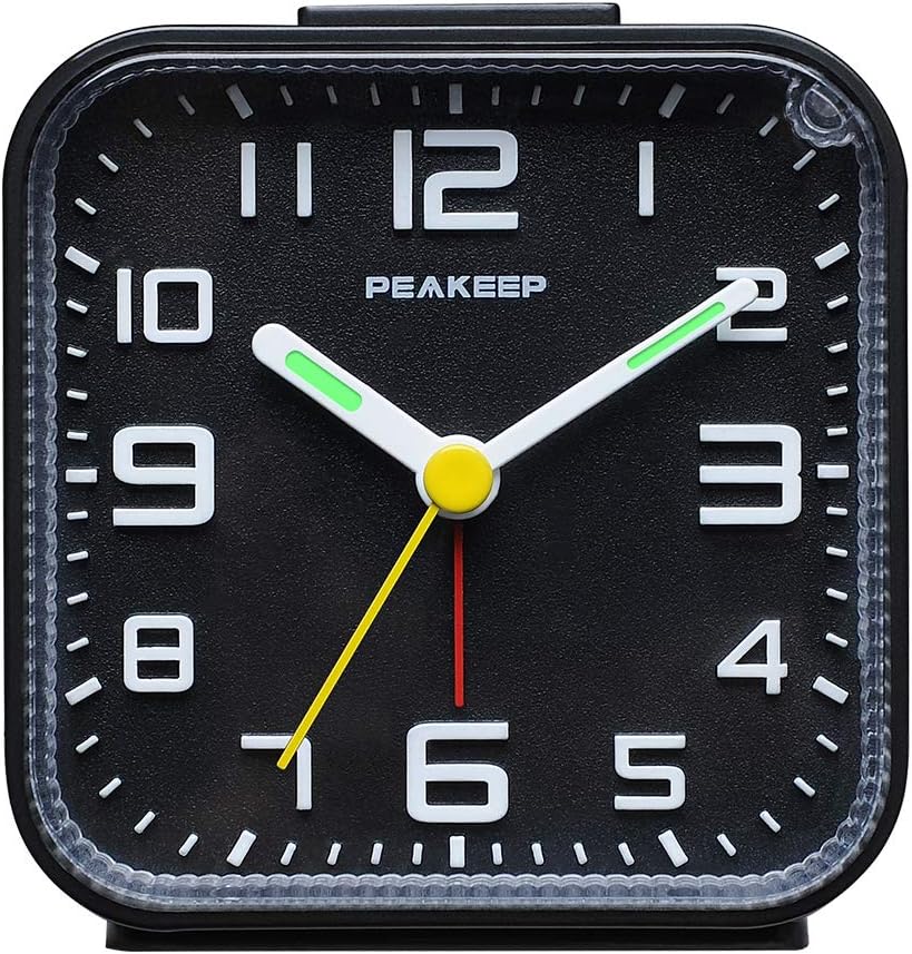 Small Battery Operated Analog Travel Alarm Clock Silent