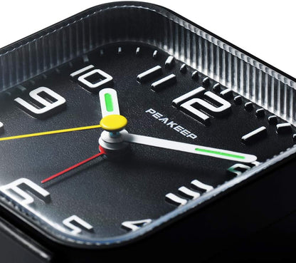 Small Battery Operated Analog Travel Alarm Clock Silent