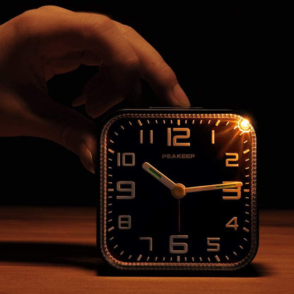 Small Battery Operated Analog Travel Alarm Clock Silent