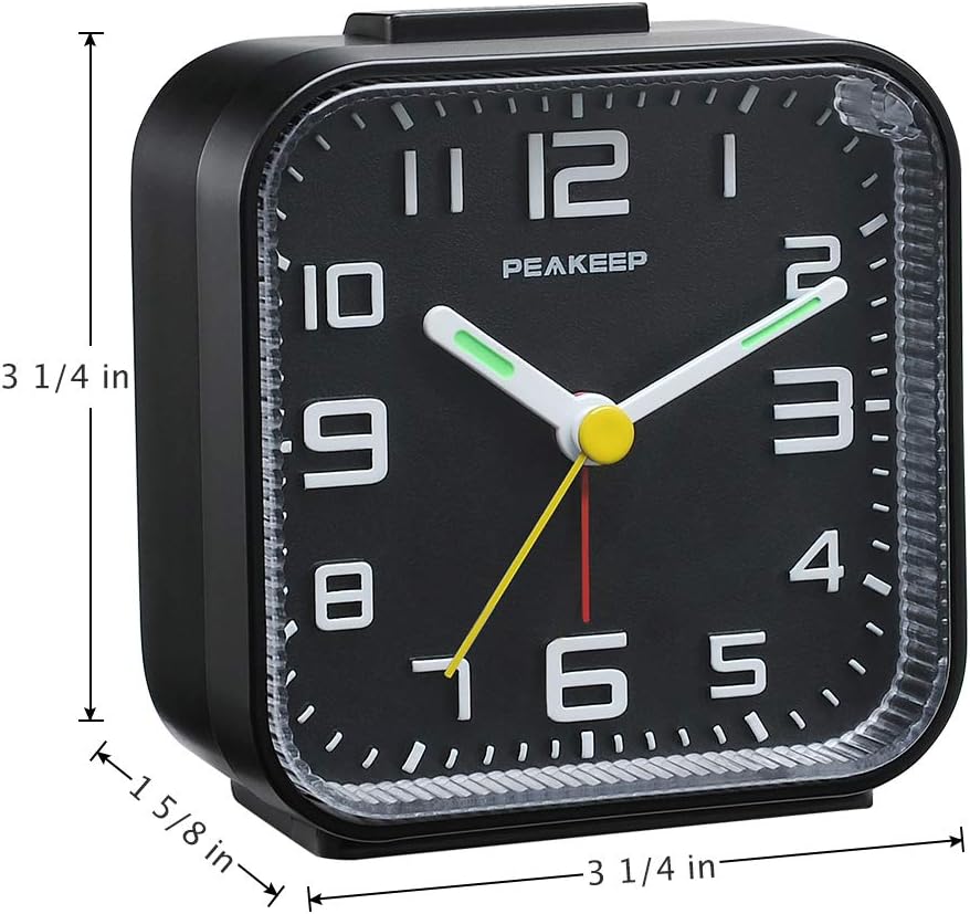 Small Battery Operated Analog Travel Alarm Clock Silent