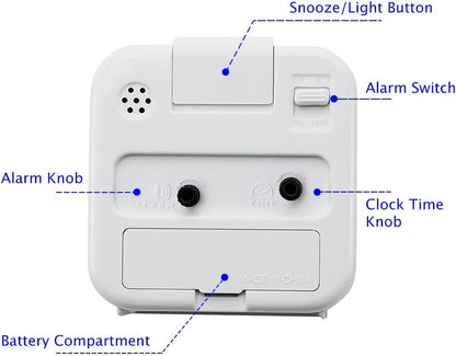 Small Battery Operated Analog Travel Alarm Clock Silent