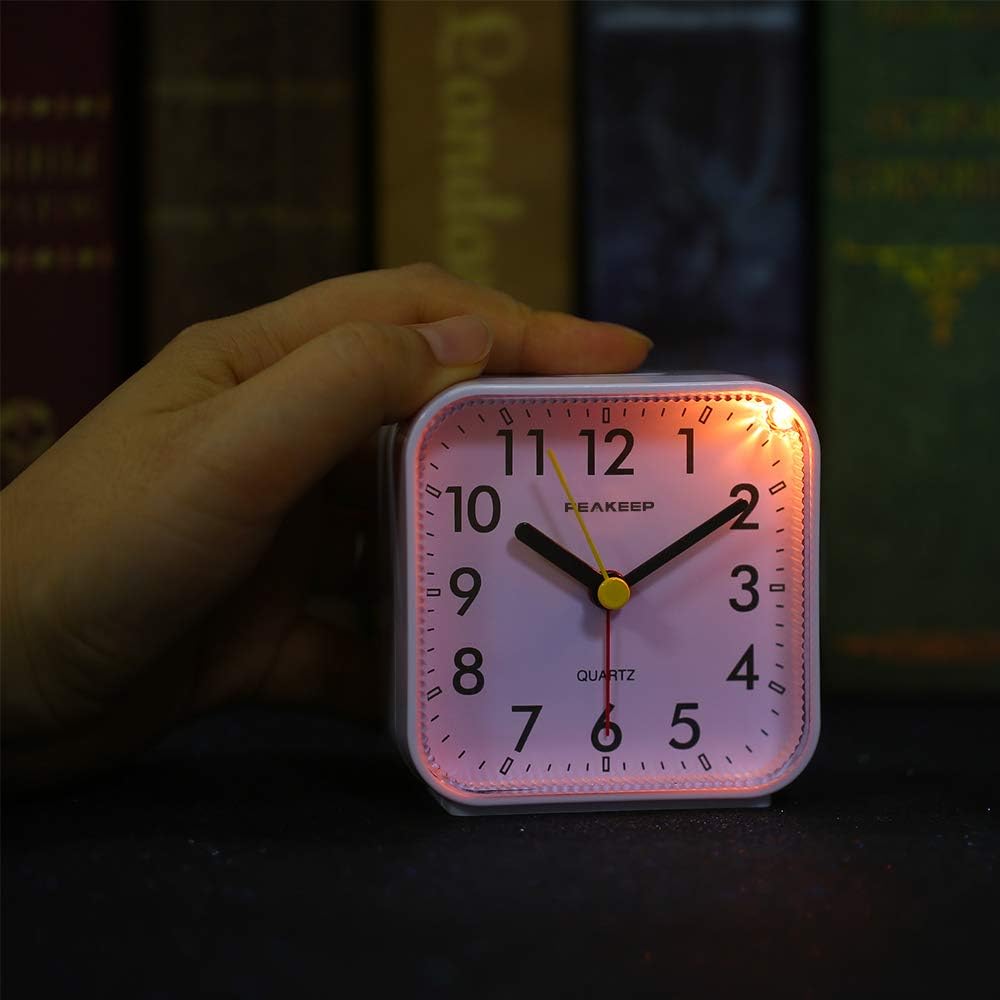 Small Battery Operated Analog Travel Alarm Clock Silent