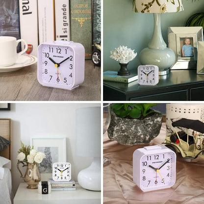 Small Battery Operated Analog Travel Alarm Clock Silent