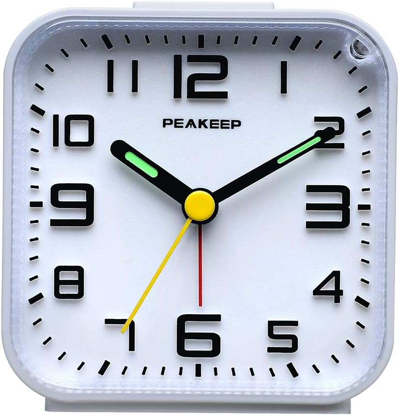 Small Battery Operated Analog Travel Alarm Clock Silent