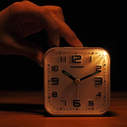 Small Battery Operated Analog Travel Alarm Clock Silent