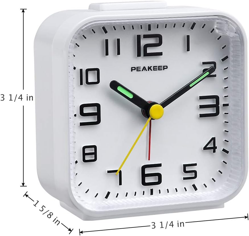Small Battery Operated Analog Travel Alarm Clock Silent