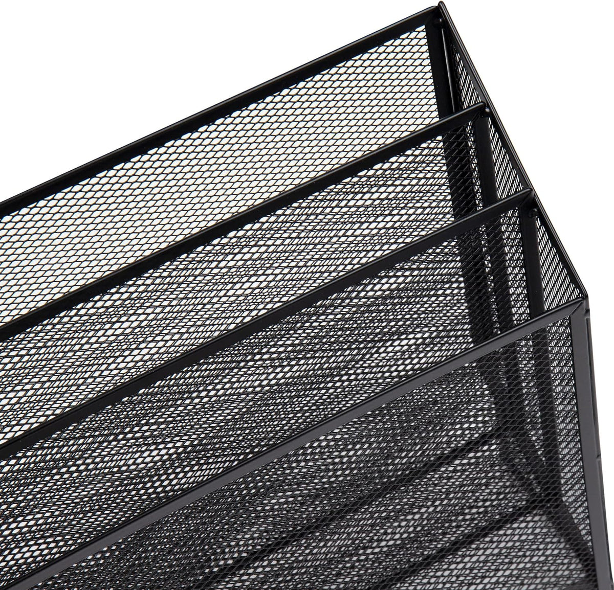 Vertical File Storage, Desktop Organizer, Workspace, Office, Metal Mesh, 12.5"L x 3.75"W x 11.5"H, Black