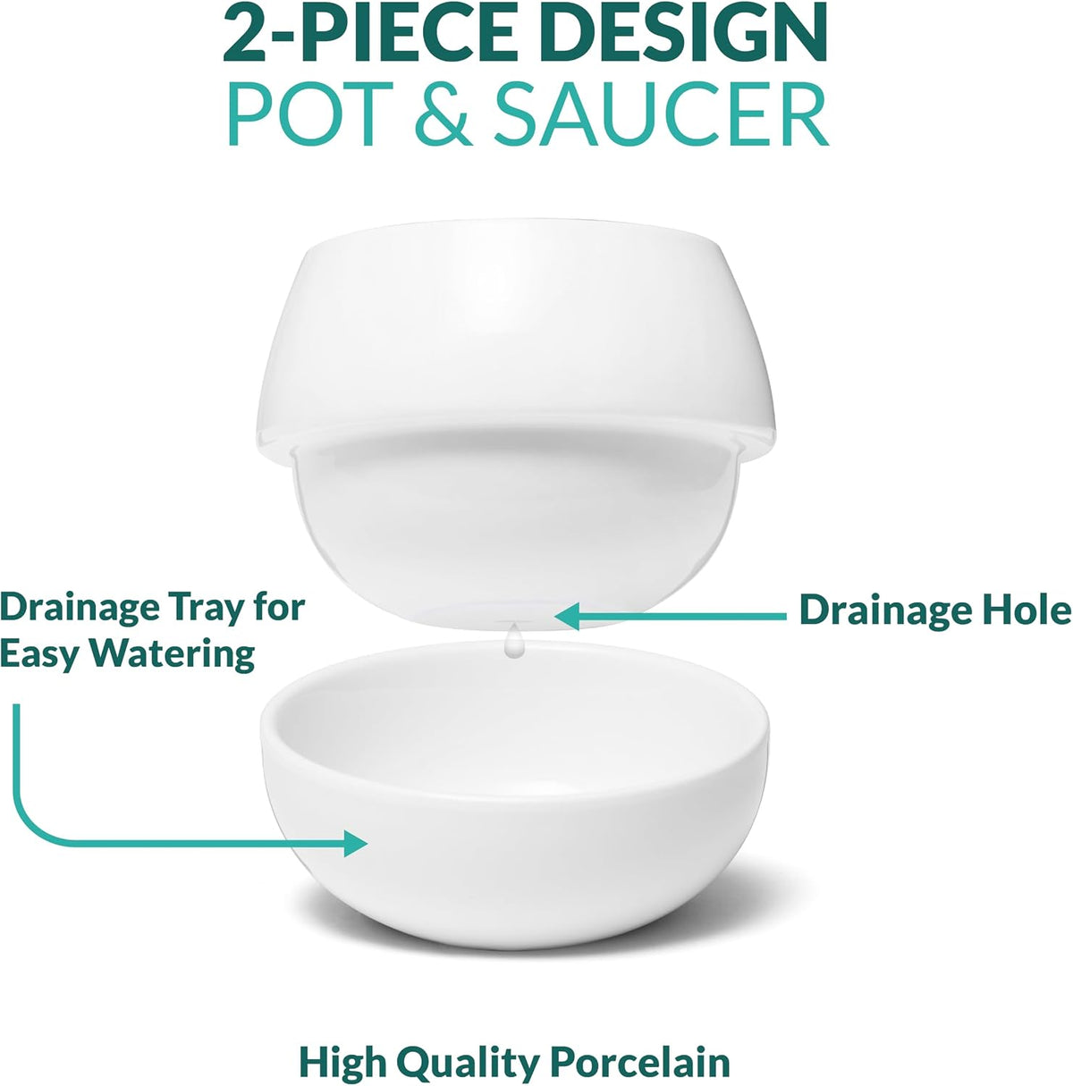 3.5 Inch Small Succulent Pots - 3pk, Mini/Small White Ceramic Succulent Pots - No Plants Included