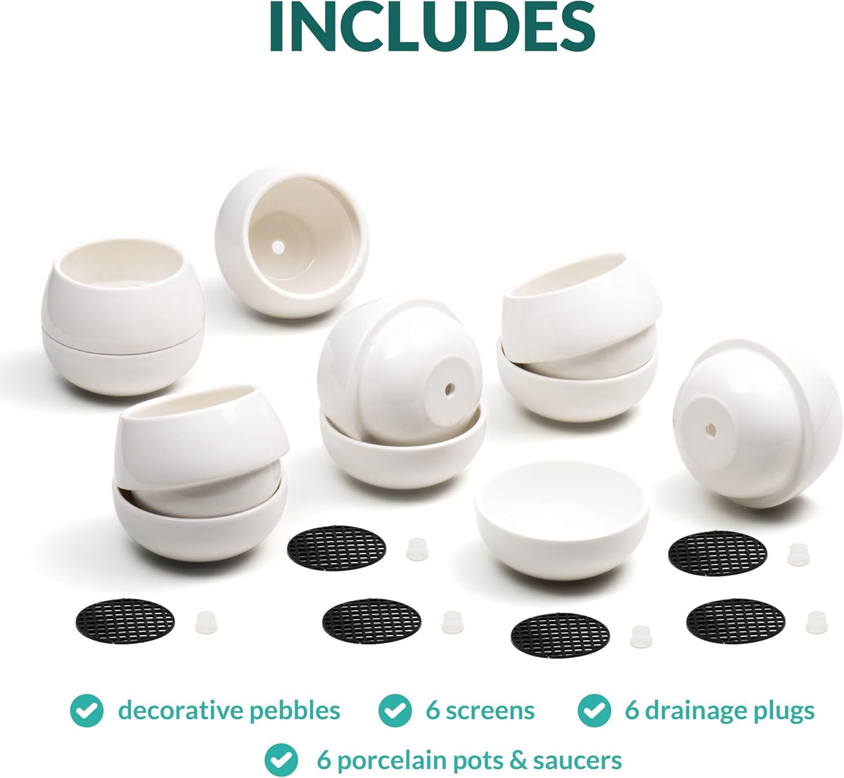 3.5 Inch Small Succulent Pots - 3pk, Mini/Small White Ceramic Succulent Pots - No Plants Included
