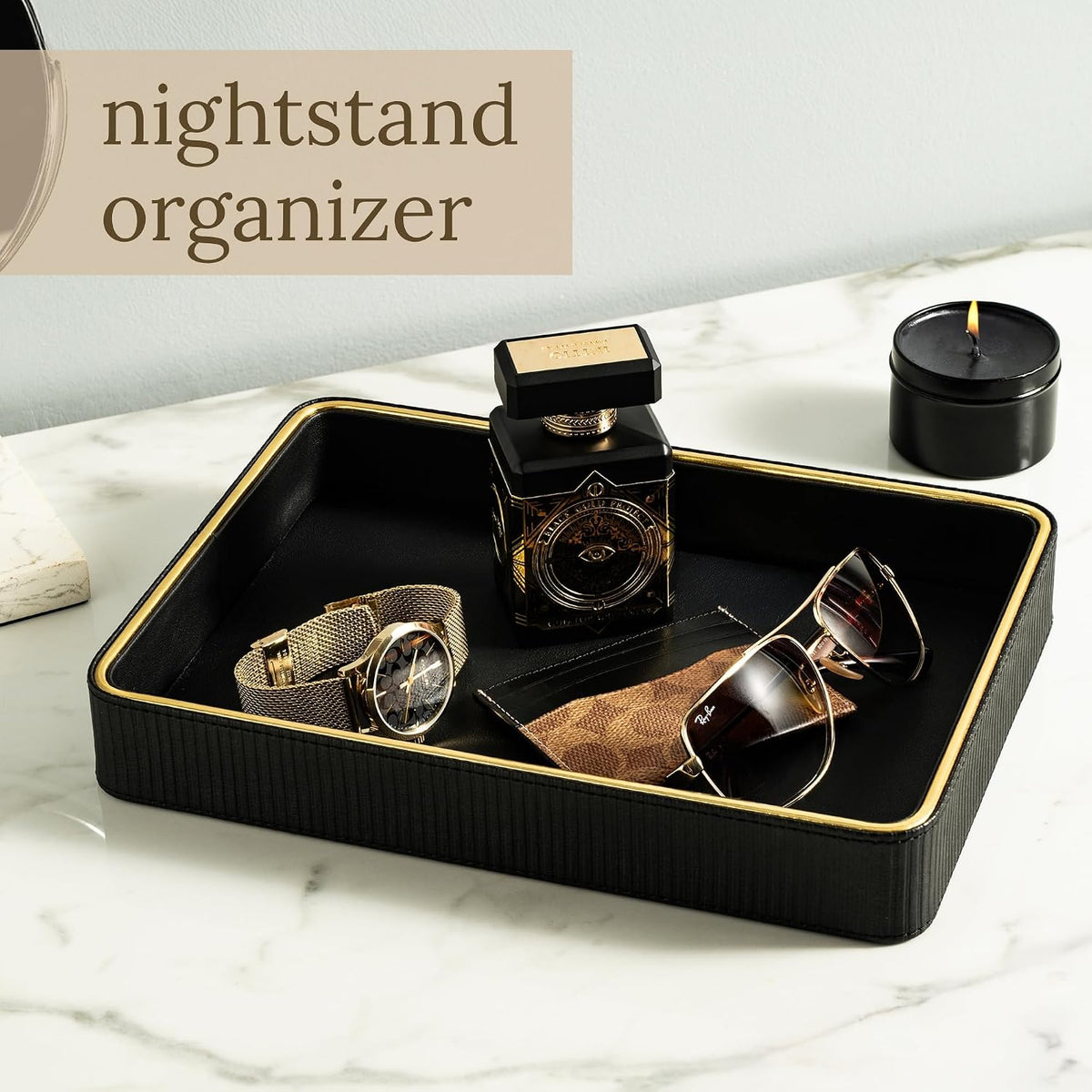 Leather Catchall Valet Tray for Men| Mens Valet Catch All Tray Key Basket| Leather Organizer