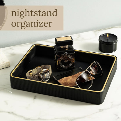 Leather Catchall Valet Tray for Men| Mens Valet Catch All Tray Key Basket| Leather Organizer