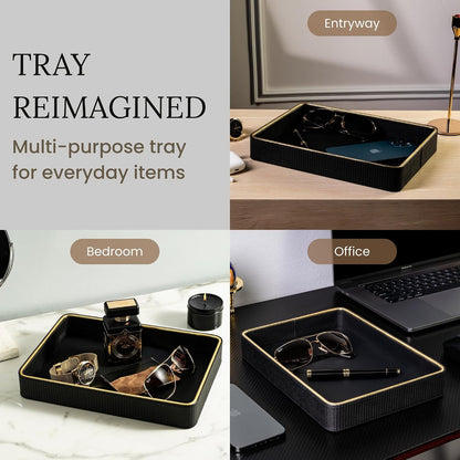 Leather Catchall Valet Tray for Men| Mens Valet Catch All Tray Key Basket| Leather Organizer