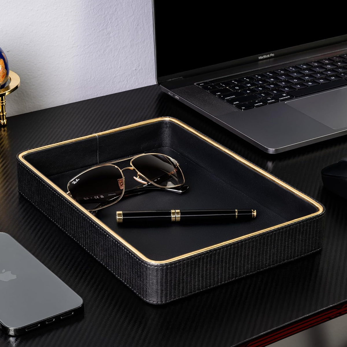 Leather Catchall Valet Tray for Men| Mens Valet Catch All Tray Key Basket| Leather Organizer