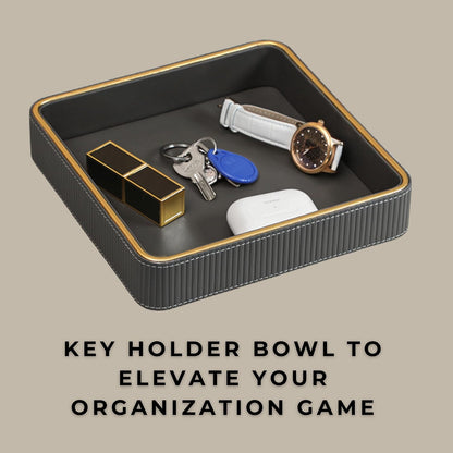 Leather Catchall Valet Tray for Men| Mens Valet Catch All Tray Key Basket| Leather Organizer