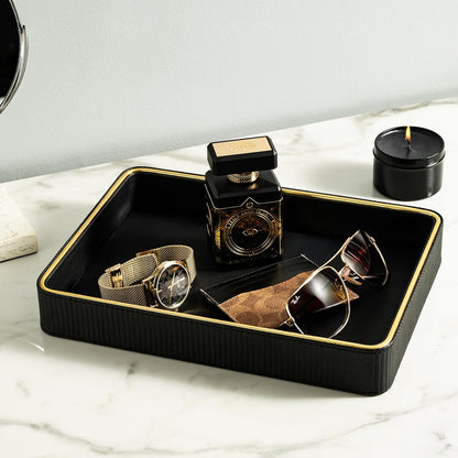 Leather Catchall Valet Tray for Men| Mens Valet Catch All Tray Key Basket| Leather Organizer