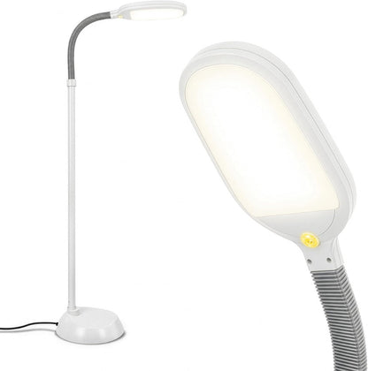 Litespan - Bright LED Floor Reading Lamp for Over Chair Crafts and Reading, Estheticians' Light for Lash Extensions, Adjustable Standing Lamp for Living Room, Bedroom, Office - White