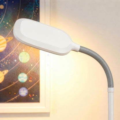 Litespan - Bright LED Floor Reading Lamp for Over Chair Crafts and Reading, Estheticians' Light for Lash Extensions, Adjustable Standing Lamp for Living Room, Bedroom, Office - White
