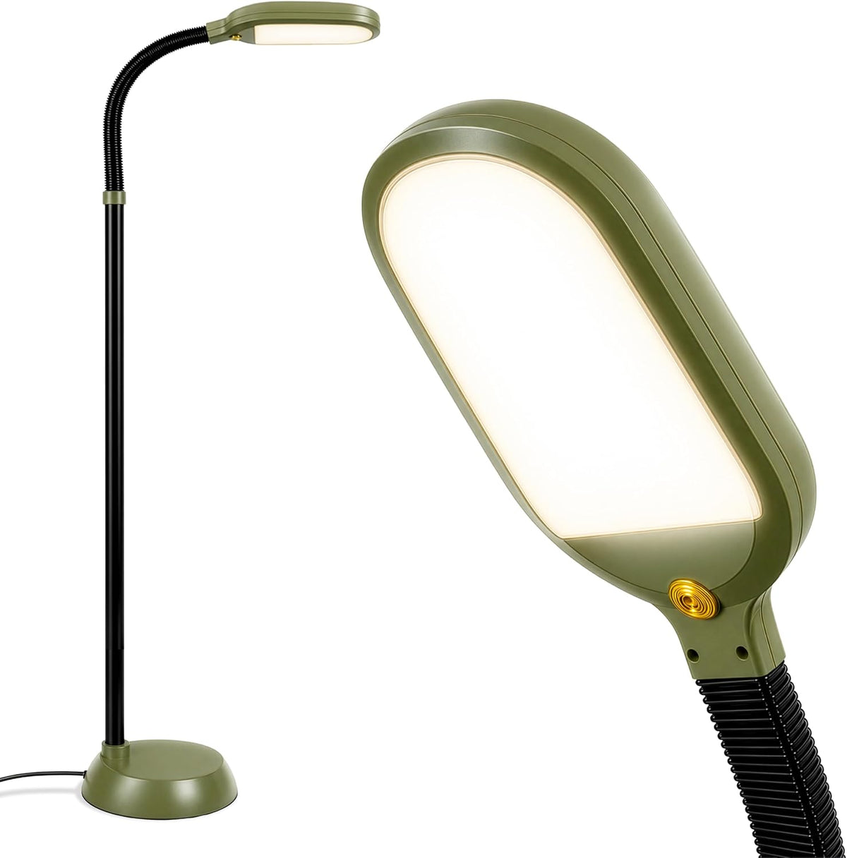 Litespan - Bright LED Floor Reading Lamp for Over Chair Crafts and Reading, Estheticians' Light for Lash Extensions, Adjustable Standing Lamp for Living Room, Bedroom, Office - White