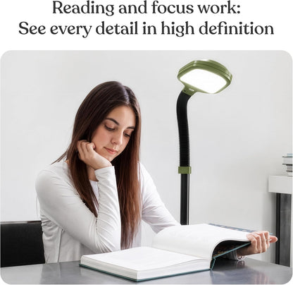 Litespan - Bright LED Floor Reading Lamp for Over Chair Crafts and Reading, Estheticians' Light for Lash Extensions, Adjustable Standing Lamp for Living Room, Bedroom, Office - White