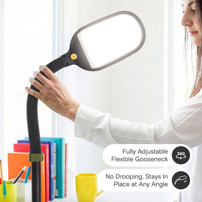 Litespan - Bright LED Floor Reading Lamp for Over Chair Crafts and Reading, Estheticians' Light for Lash Extensions, Adjustable Standing Lamp for Living Room, Bedroom, Office - White