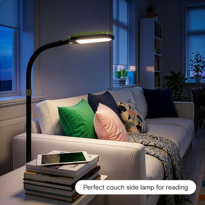 Litespan - Bright LED Floor Reading Lamp for Over Chair Crafts and Reading, Estheticians' Light for Lash Extensions, Adjustable Standing Lamp for Living Room, Bedroom, Office - White