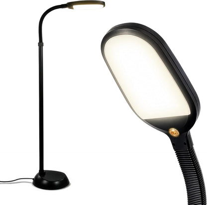 Litespan - Bright LED Floor Reading Lamp for Over Chair Crafts and Reading, Estheticians' Light for Lash Extensions, Adjustable Standing Lamp for Living Room, Bedroom, Office - White