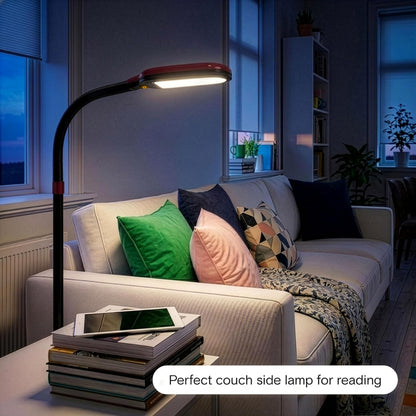 Litespan - Bright LED Floor Reading Lamp for Over Chair Crafts and Reading, Estheticians' Light for Lash Extensions, Adjustable Standing Lamp for Living Room, Bedroom, Office - White