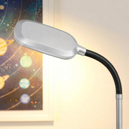 Litespan - Bright LED Floor Reading Lamp for Over Chair Crafts and Reading, Estheticians' Light for Lash Extensions, Adjustable Standing Lamp for Living Room, Bedroom, Office - White