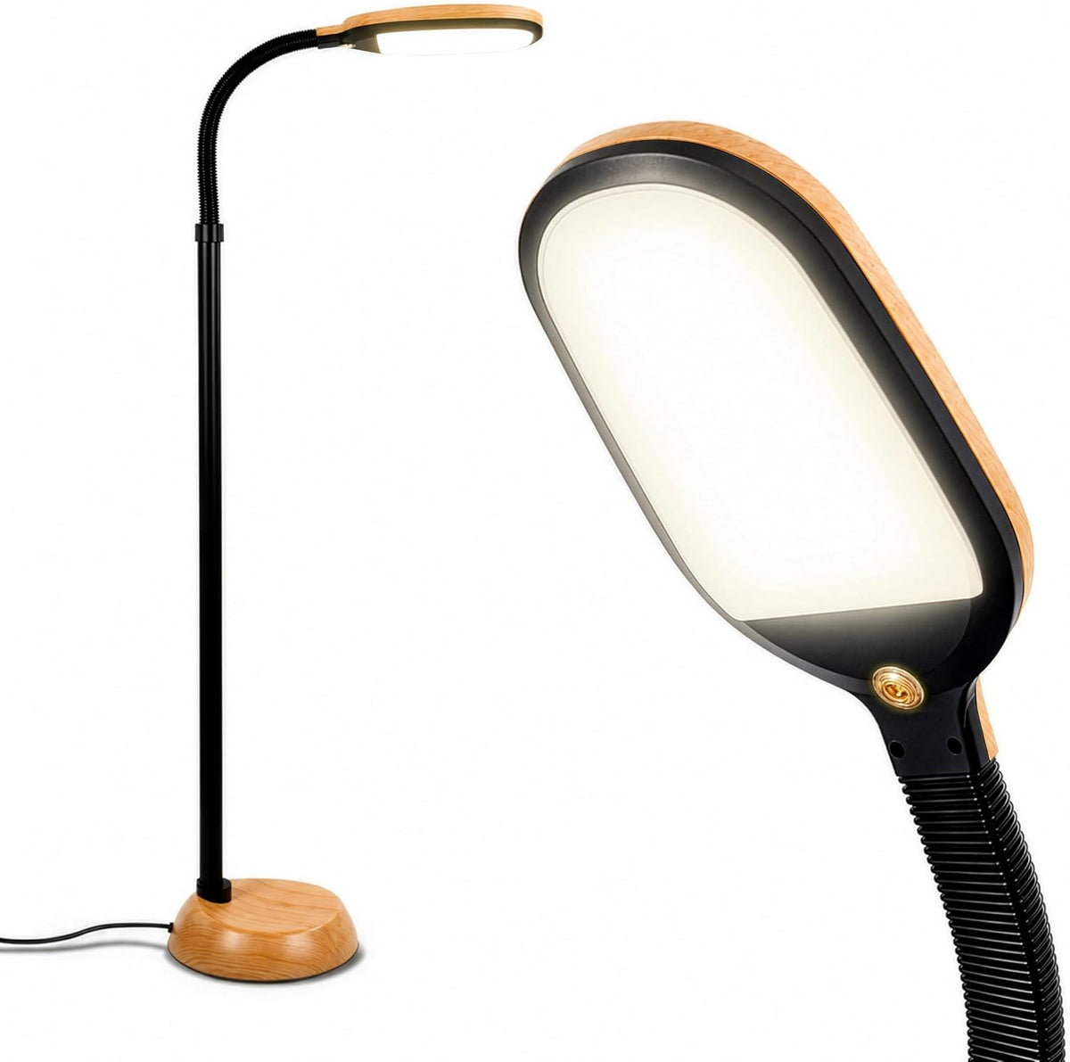 Litespan - Bright LED Floor Reading Lamp for Over Chair Crafts and Reading, Estheticians' Light for Lash Extensions, Adjustable Standing Lamp for Living Room, Bedroom, Office - White
