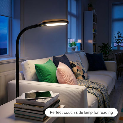 Litespan - Bright LED Floor Reading Lamp for Over Chair Crafts and Reading, Estheticians' Light for Lash Extensions, Adjustable Standing Lamp for Living Room, Bedroom, Office - White