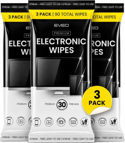 Electronic Wipes Screen Cleaner - Screen Wipes TV Screen Cleaner Wipes, Computer Screen Wipes, Laptop Screen Cleaner, ipad & Monitor Cleaner, Screen Cleaning Wipes - [90 Wipes + Microfiber Cloth]