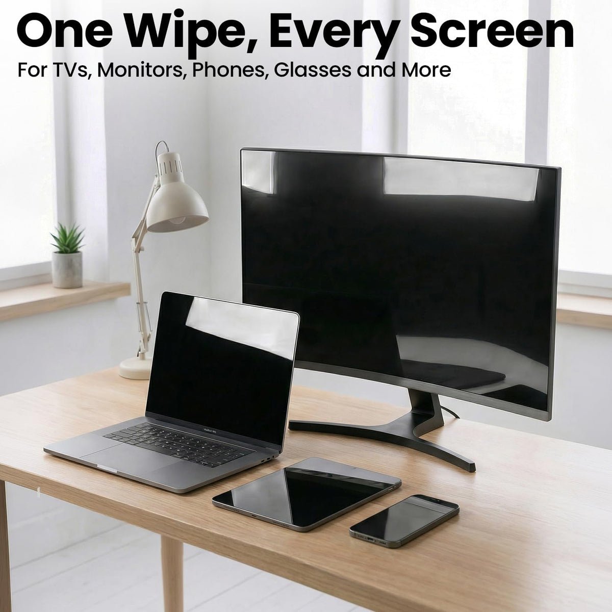 Electronic Wipes Screen Cleaner - Screen Wipes TV Screen Cleaner Wipes, Computer Screen Wipes, Laptop Screen Cleaner, ipad & Monitor Cleaner, Screen Cleaning Wipes - [90 Wipes + Microfiber Cloth]