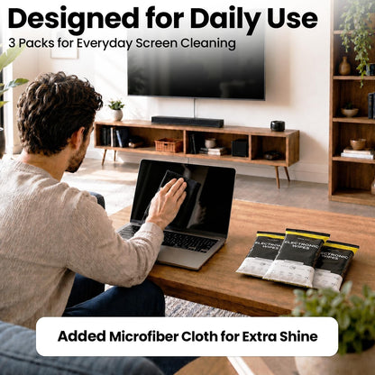 Electronic Wipes Screen Cleaner - Screen Wipes TV Screen Cleaner Wipes, Computer Screen Wipes, Laptop Screen Cleaner, ipad & Monitor Cleaner, Screen Cleaning Wipes - [90 Wipes + Microfiber Cloth]