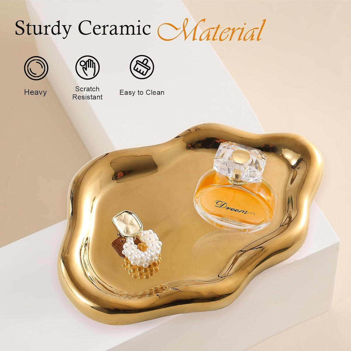 CCINPPY Ceramic Cloud Jewelry Tray Trinket Dish Key Bowl Nightstand Decor