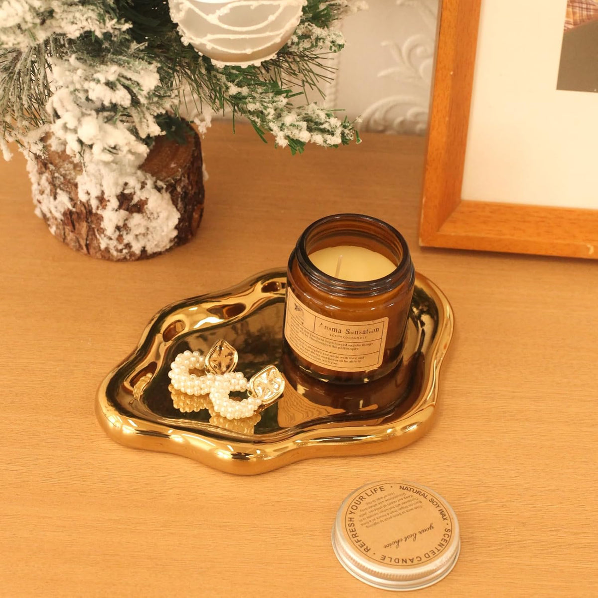 CCINPPY Ceramic Cloud Jewelry Tray Trinket Dish Key Bowl Nightstand Decor