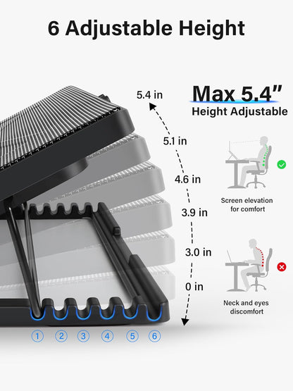 Laptop Cooling Pad Cooler Stand with 5 Quiet Fans for 12"-17" Laptop