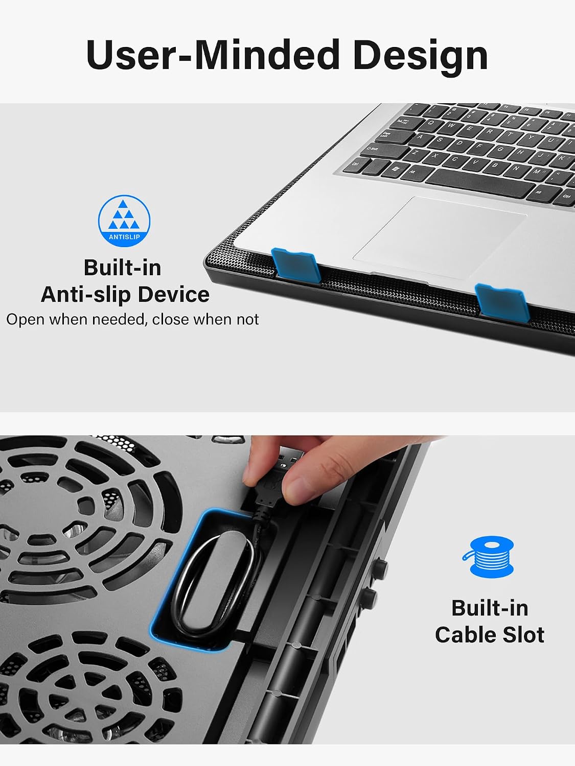 Laptop Cooling Pad Cooler Stand with 5 Quiet Fans for 12"-17" Laptop